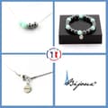 Miniatyrbild 1 av 4: Stenar och mineraler. Amazonite + Hematite Beaded Armband Halsband Set 8 mm. Kedja i anpassningsbar storlek.
