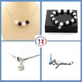 Miniatyrbild 1 av 4: Stenar och mineraler. Armband Halsband Set 4 Moonstone Beads + Black Agate 8 mm. Anpassningsbar storlek.
