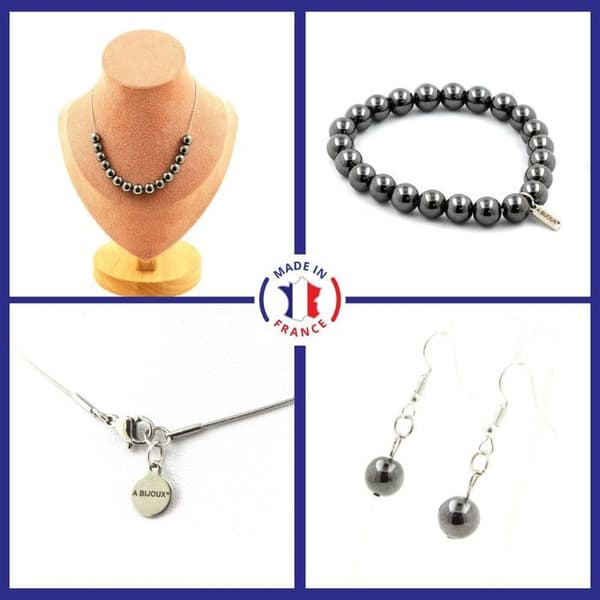 Stenar och mineraler. Armband Halsband dinglande örhängen Set 15 pärlor Anpassningsbar storlek.