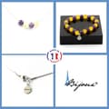 Miniatyrbild 1 av 4: Stenar och mineraler. Armband Halsband Set 4 Ametistpärlor + Gul Agat 8 mm. Kedja Anpassningsbar storlek.