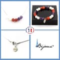 Miniatyrbild 1 av 4: Parure - Ett Smycke - Ametist och Agat - Armband och Halsband - 8 mm - Rostfritt stål - Tillverkad i Frankrike