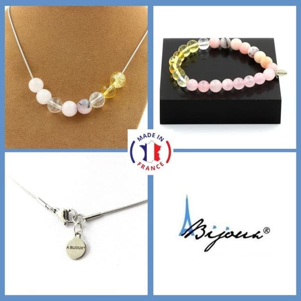 Parure - Ett Smycke - Rosé Opal - Rosé Kvarts - Citrin - Anpassningsbar storlek