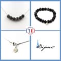 Miniatyrbild 1 av 4: Stenar och mineraler. Labradorite Beads Armband Halsband Set + Black Agate + Black Onyx Anpassningsbar storlek.