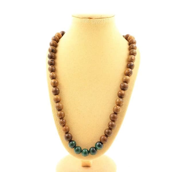Halsband - Ett Bijoux - Malakit från Kongo - Kvalitet 7A - Trä 8 mm - Längd 45 cm