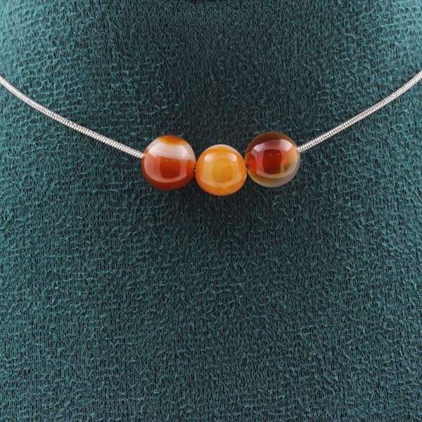 Halsband - ABIJOUX - Rutig agat 8 mm - Kedja i rostfritt stål - Anpassningsbar storlek - Unisex