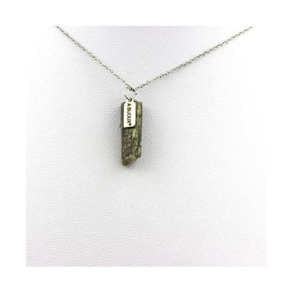 Halsband - ABIJOUX - Rå epidot - 8.38 ct - Rostfritt stål - Blandat barn/vuxen