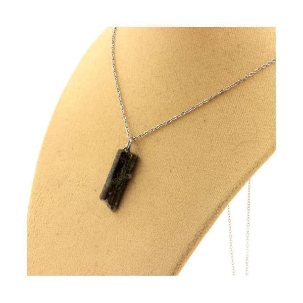 Halsband - ABIJOUX - Rå epidot - 8.38 ct - Rostfritt stål - Blandat barn/vuxen