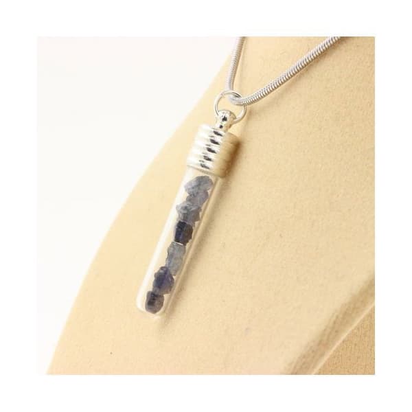 Halsband - ABIJOUX - Modell rör och spiral - Rå saphir - Blå - Metalllegering, Glas