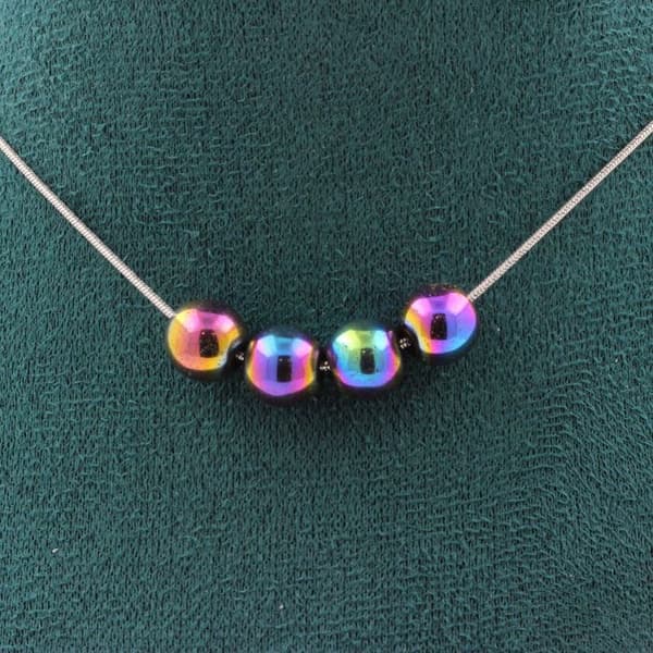 Collier - ABIJOUX - Flera färger av hematit - 4 pärlor - Rostfritt stål - 45 cm