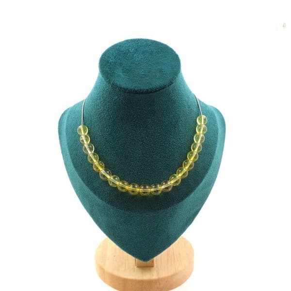 Halsband - Ett Bijoux - Citrin - 20 pärlor 8 mm - Rostfritt stål - Anpassningsbar längd