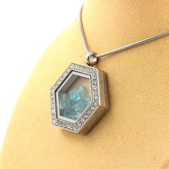 Collier - ABIJOUX - Apatite Paraiba brut - Modell Hexagon - Rostfritt stål - Unisex