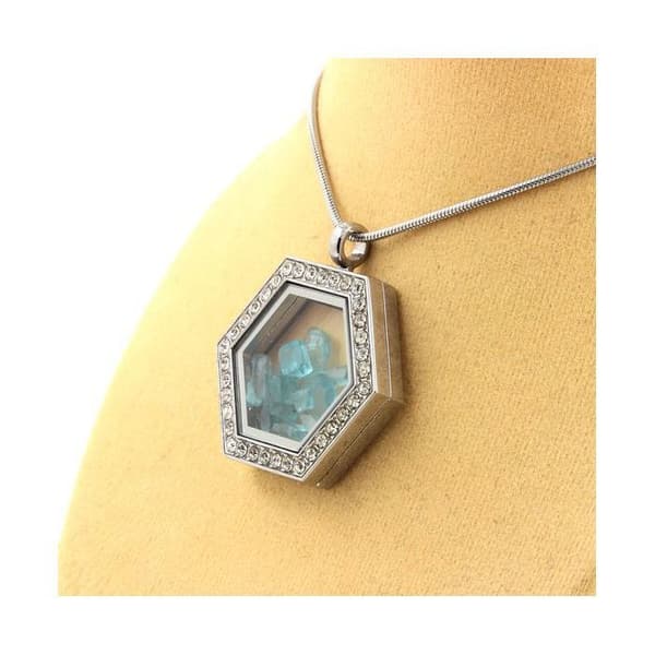 Collier - ABIJOUX - Apatite Paraiba brut - Modell Hexagon - Rostfritt stål - Unisex