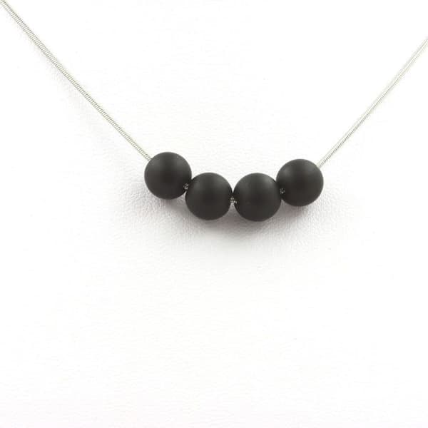 Halsband - ABIJOUX - Matt svart onyx 8 mm - Kedja i rostfritt stål - Valfri längd - Unisex