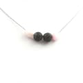 Miniatyrbild 2 av 3: Collier - Ett Smycke - Kunzit från Brasilien - Lavapärlor 8 mm - Rostfritt stål - Unisex