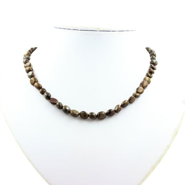 Collier - Ett smycke - Bronzit från Brasilien - Rostfritt stål - Längd 45 cm - Både för damer och herrar