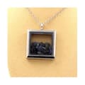 Miniatyrbild 3 av 3: Halsband - ABIJOUX - Rå safir - Rostfritt stål - Unisex - Fyrkantig modell - Silverfärgad
