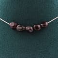 Miniatyrbild 1 av 4: Halsband - Ett Bijoux - Spessartit Garnet - 5 pärlor - Rostfritt stål - Anpassningsbar längd
