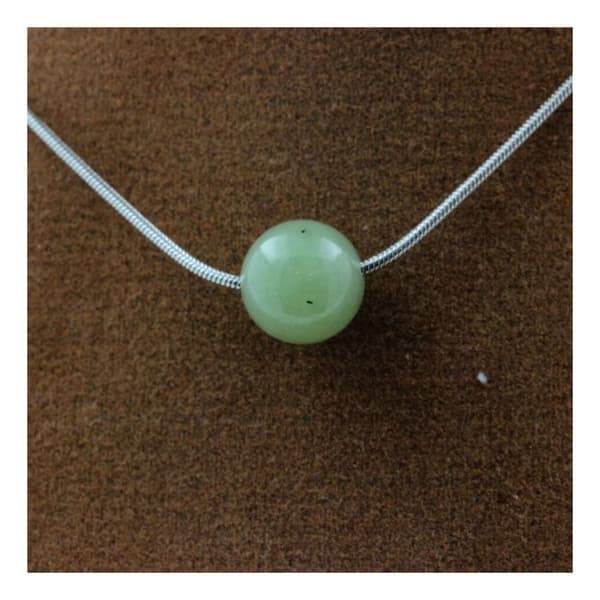 Halsband - ABIJOUX - 1 Jadepärla 8 mm - Rostfritt stål - Justerbar längd 40-90 cm - Unisex