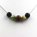 Miniatyrbild 1 av 2: Halsband - ABIJOUX - Träperlor och Svart Onyx - Flerfärgad Opal - Rostfritt Stål - Unisex