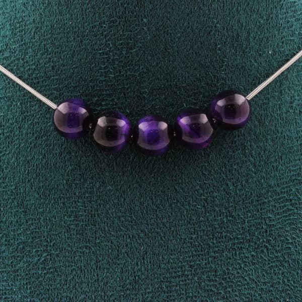 Halsband - ABIJOUX - Lila Tigeröga 8 mm - Rostfritt stål - 45 cm - Kvinna