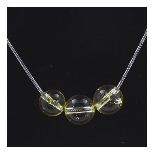 Halsband - Ett Smycke - 3 Citrinpärlor 8 mm - Rostfritt stål - Anpassningsbar längd - Unisex