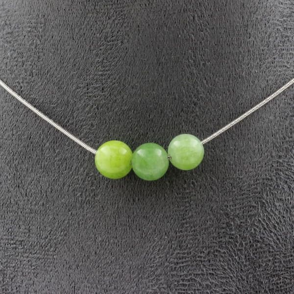 Halsband - Ett Smycke - 3 Pärlor Pärlmuttr 8 mm - Rostfritt stål - Anpassningsbar storlek - Unisex
