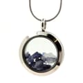 Miniatyrbild 1 av 3: Collier - ABIJOUX - Benitoit rå - Medaljong 20 mm - Rostfritt stål - Silverfärgad