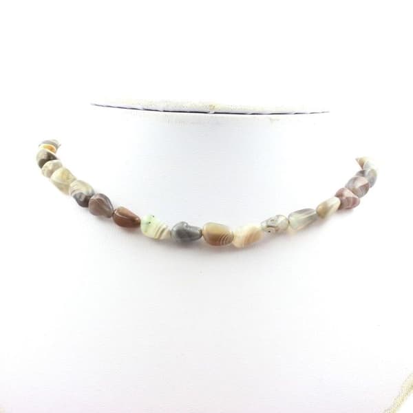 Halsband - ABIJOUX - Botswana-agat - Rostfritt stål - 45 cm - Unisex