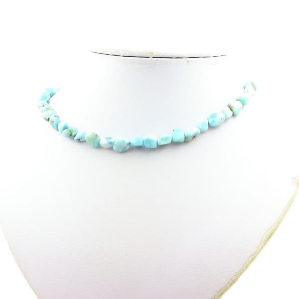 Halsband - ABIJOUX - Larimar - Rostfritt stål - 45 cm - Unisex