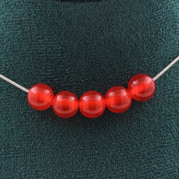 Krämpa - ABIJOUX - Röd kalcedon 8 mm - Rostfritt stål - Längd 45 cm - Unisex