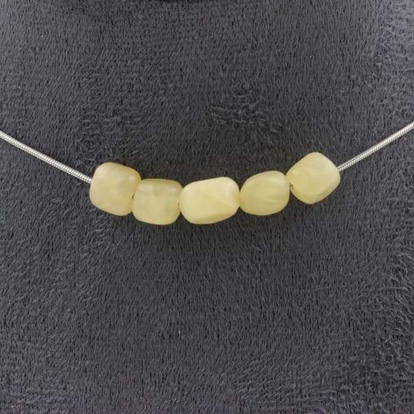 Halsband - Ett Bijoux - Gult Klibb - 5 Pärlor - Rostfritt Stål - 45 cm