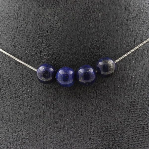 Halsband - A Bijoux - Lapis Lazuli 8mm - Rostfritt Stål - Anpassningsbar Längd - Blå