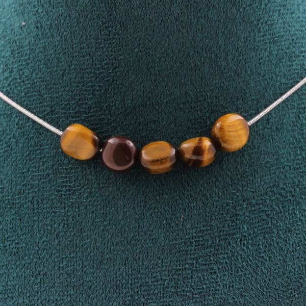 Collier - ABIJOUX - Ongel av tigeröga - Rostfritt stål - Anpassningsbar längd - Unisex