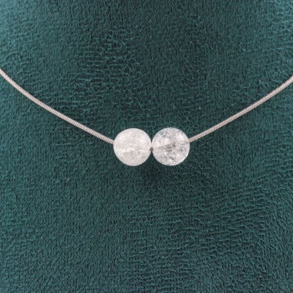 Collier - Ett smycke - Spräckt kvarts 8 mm - Rostfritt stål - Anpassningsbar storlek - Unisex