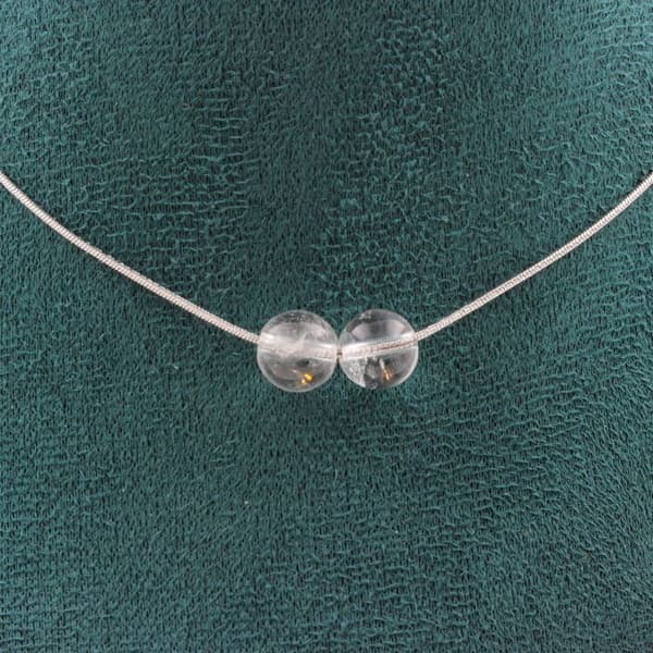Collier - ABIJOUX - Kvarts 8 mm - Rostfritt stål - Justerbar längd - Unisex