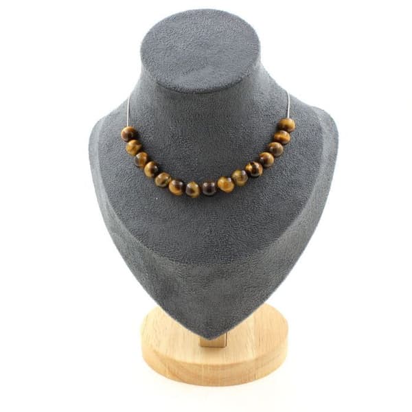 Halsband - ABIJOUX - Oculist - 15 pärlor 8 mm - Rostfritt stål - Längd 45 cm