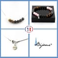 Miniatyrbild 1 av 4: Stenar och mineraler. Armband Halsband Pearl Set Pink Quartz + Labradorite + Obsidian Anpassningsbar storlek.