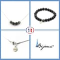 Miniatyrbild 1 av 4: Stenar och mineraler. Armband Halsband Set Black Agate Beads + Russian Seraphinite 8 Anpassningsbar storlek.