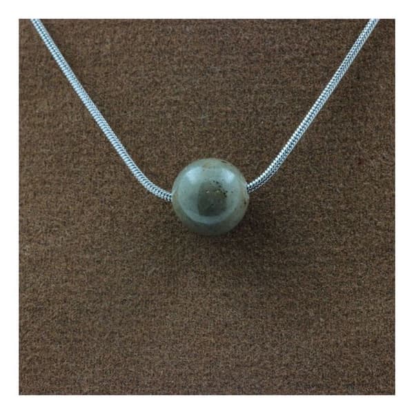 Halsband - ABIJOUX - Mogok-safir - 1 pärla 8 mm - Rostfritt stål - Valfri längd