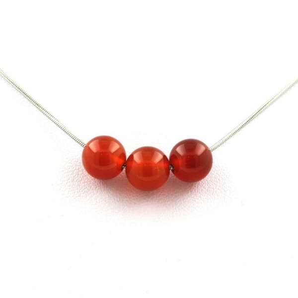 Collier - ABIJOUX - Cornaline från Uruguay 8mm - Rostfritt stål - Unisex - Förpackning med fodral