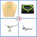 Miniatyrbild 1 av 4: Stenar och mineraler. Armband Halsband Set 1 Peridot pärla 8 mm. Stålkedja Anpassningsbar storlek.
