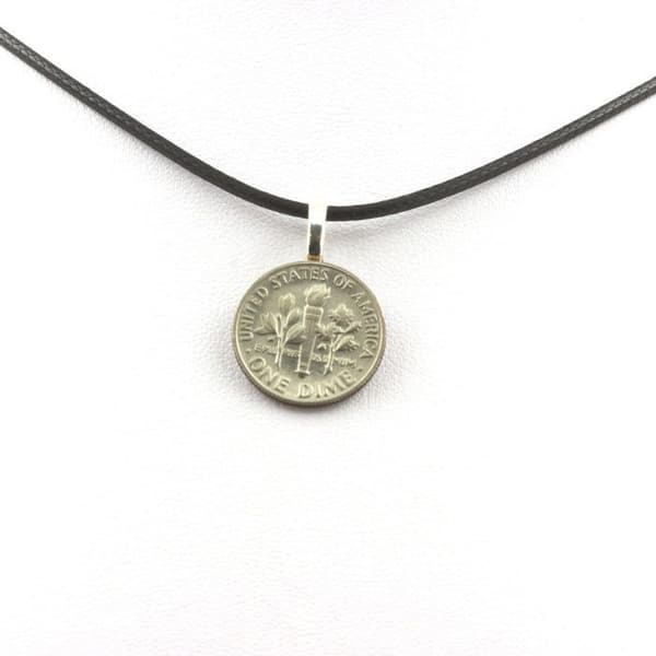 Collier - ABIJOUX - Roosevelt Dime - Svart läderrem - 17,91 mm - Unisex
