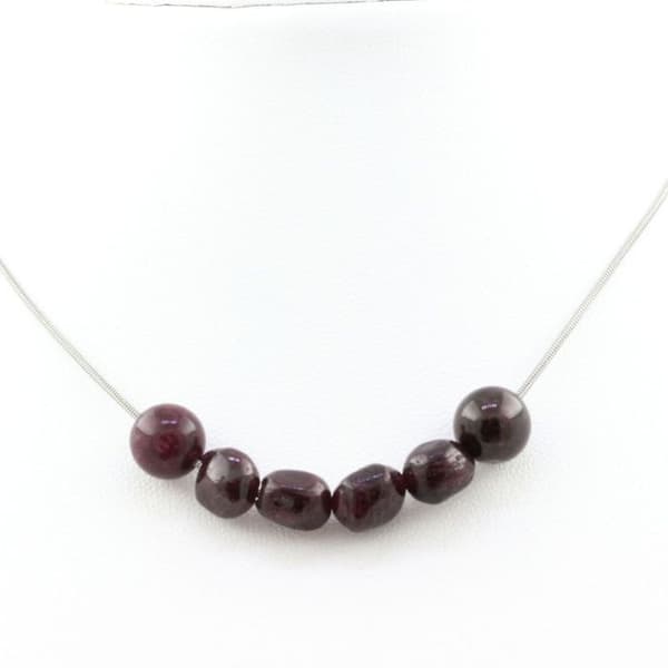 Halsband - Ett smycke - Granat från Moçambique - 8 mm - Rostfritt stål - Anpassningsbar längd