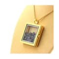 Miniatyrbild 2 av 3: Halsband - ABIJOUX - Rå safir - Fyrkantig modell - Rostfritt stål - Guldfärg