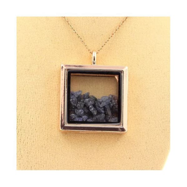 Collier - ABIJOUX - Saphir brut - Roséguld - Fyrkantig modell - Blandet barn/vuxen