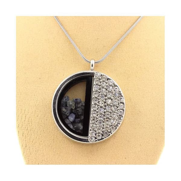 Collier - Stenar och Mineraler - Rå Sapphire - Rostfritt stål - Floatglas - Blandat