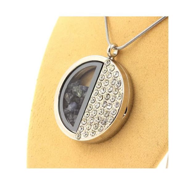 Collier - Stenar och Mineraler - Rå Sapphire - Rostfritt stål - Floatglas - Blandat