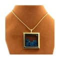Miniatyrbild 1 av 3: Halsband - ABIJOUX - Fyrkantig modell - Rostfritt stål - Flytande glas - Neonblå apatite