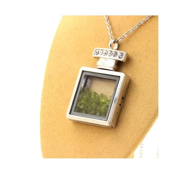 Halsband - ABIJOUX - Flaskmodell - Roh peridot - Rostfritt stål - Flytande glas