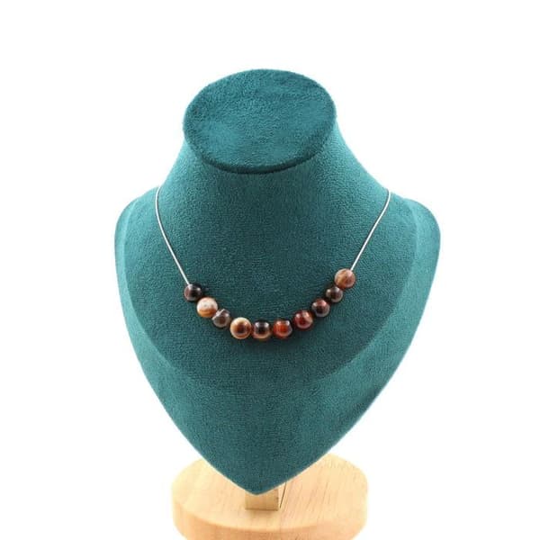Halsband - Ett Smycke - Drömagat - 10 pärlor 8 mm - Kedja i rostfritt stål - 45 cm